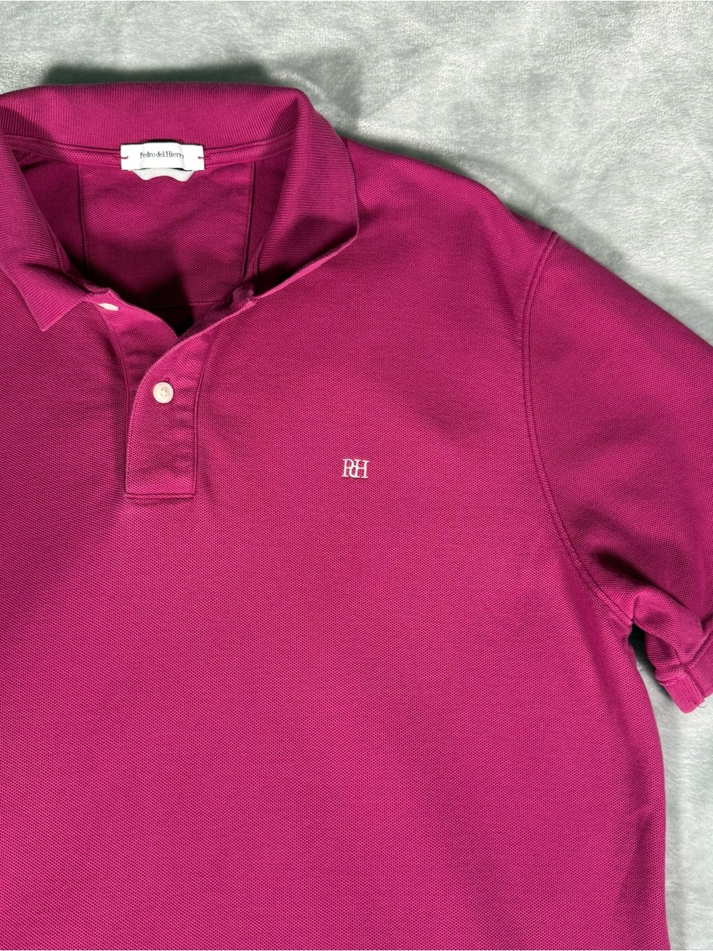 Pedro Del Hierro Polo Shirt Mens Large Collared Pique Cotton Dark Pink